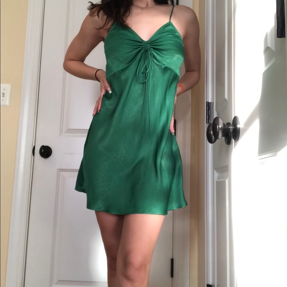 Green satin zara mini dress